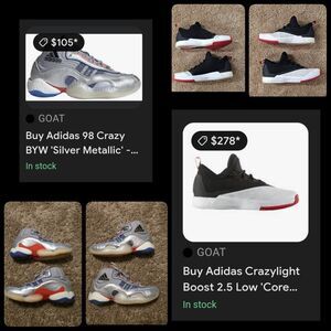 Adidas Crazylight Boost 2.5 Low  Harden + Adidas 98 Crazy BYW ' - Sz 12 Lot